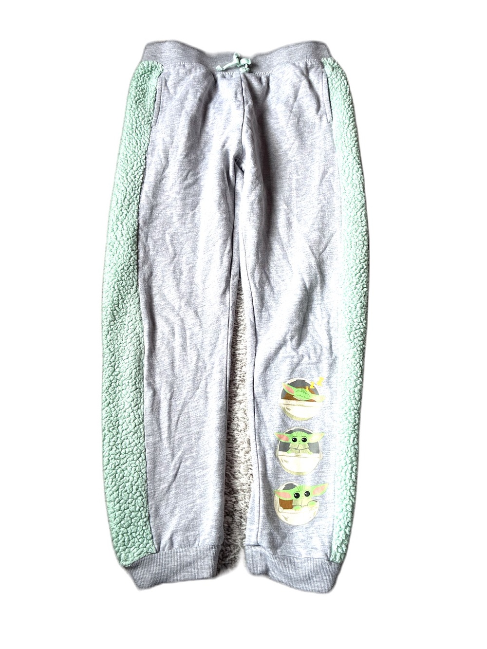🎇🎆3for$9 Girls Grogu Baby Yoda Gray& Mint Green Star Wars Grogu Sherpa-Trim Pant